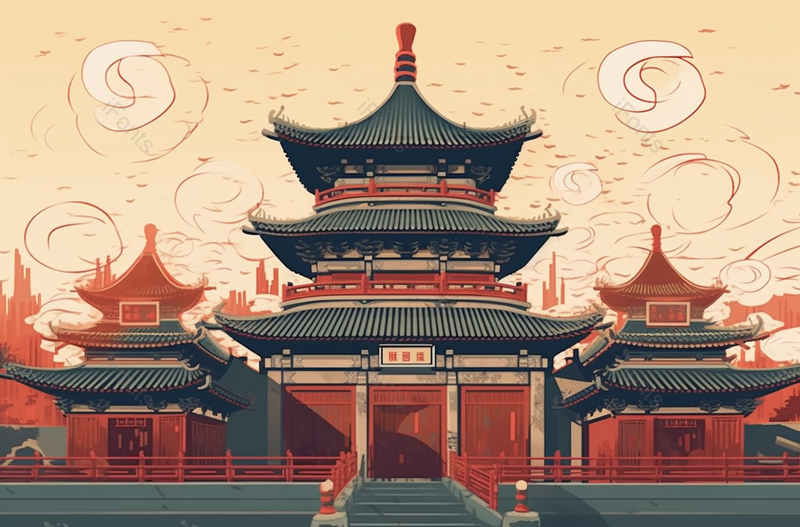 威严肃静殿堂塔阁楼楼阁故宫殿堂天坛中国风国潮插画,插画/手绘图,插画/手绘图库,插画/手绘图下载,插画/手绘